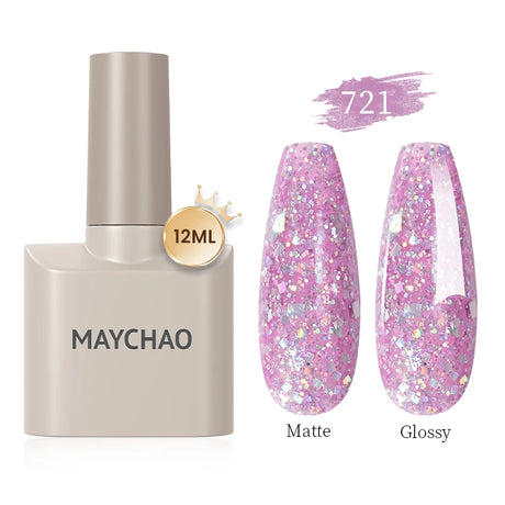 MAYCHAO Gel Nail Polish 12ML Full Coverage Base Top Coat Soak Off Gel Polish UV LED Gel Semi Permanent Varnishes Design Nail Art