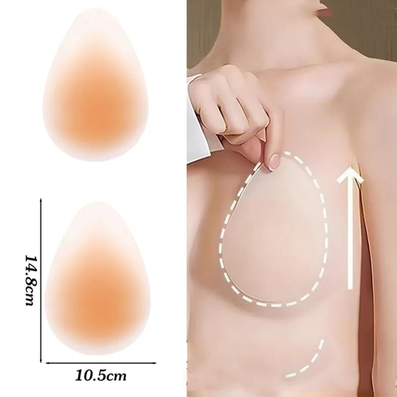 Seamless Silicone Thin Nipple Cover Invisible Waterdrop No Glue Sticky Bra Sticker Nubra Stickers Lifting Breast Pads Pasties