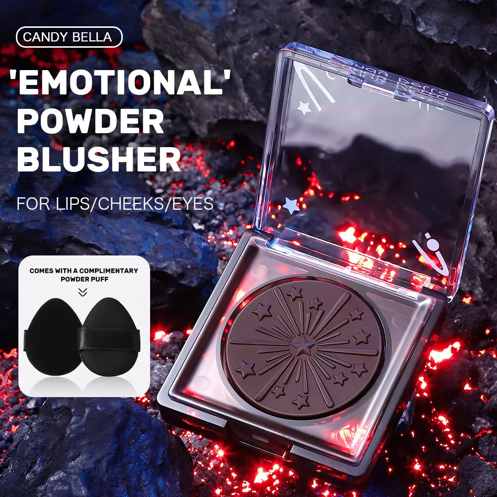 Candy Bella Black Blush & Fuwa Contour Powder - Soft Matte, Face-Focus Brightening, Shading & Blurring, Includes Peach (Multi-Pu