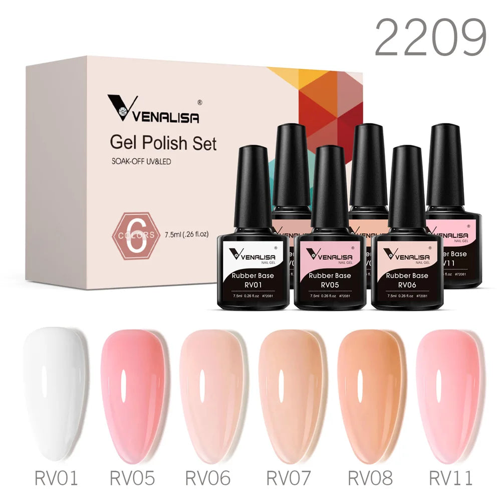 Venalisa Color Nail Gel Polish Kit Jelly Pink Semi-transparent HEMA FREE Self Leveling Nude Natural Pink Nail Manicure Set