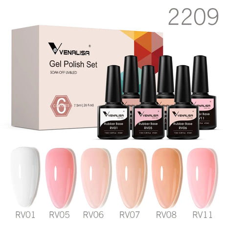 Venalisa Color Nail Gel Polish Kit Jelly Pink Semi-transparent HEMA FREE Self Leveling Nude Natural Pink Nail Manicure Set