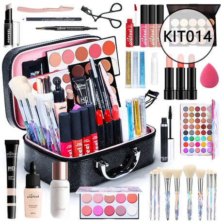 Christmas Makeup Gift Box Foundation Eyeshadow Powder Long Lasting Lip Ink 27 Pieces Birthday Gifts Makeup for Women Full Kit