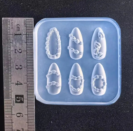 1Pcs Cake Cream Lace Heart Silicone Nail Mold Sweet Y2K Nail Art Decorations Template DIY Design Transparent Manicure Stencils 1