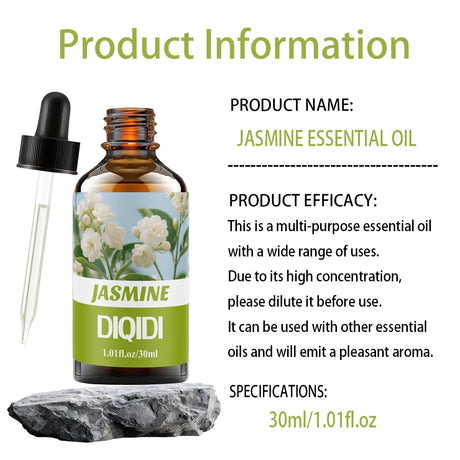 Jasmine essential oil, long-lasting floral fragrance, skin care, bath, spa, fragrance oil, diffuser, humidifier, home aromathera
