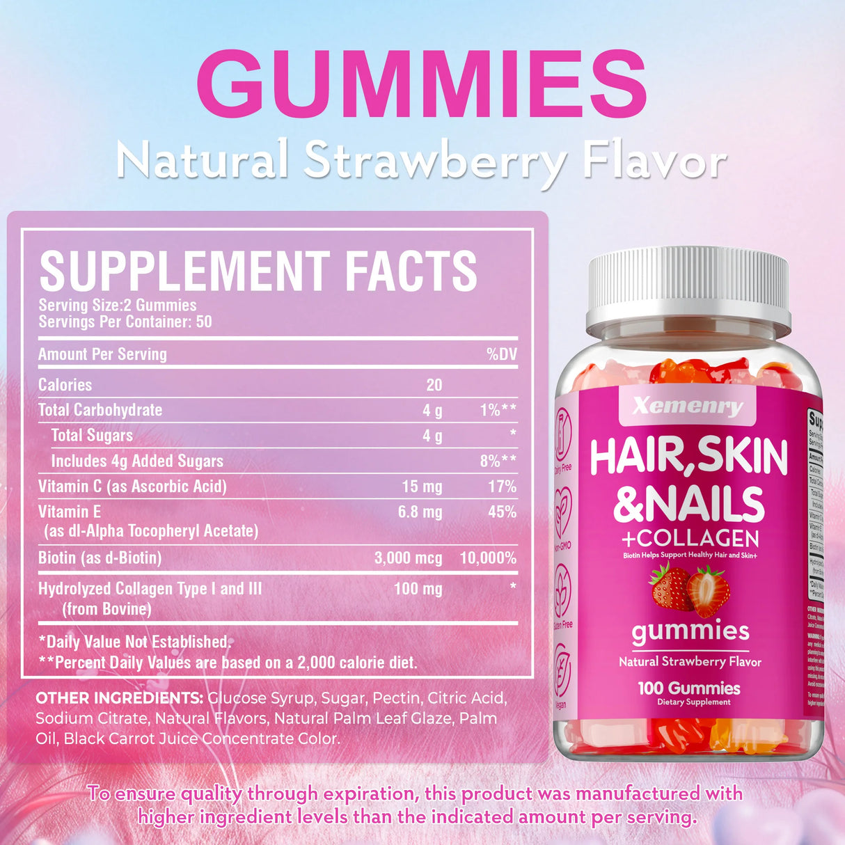 High Potency Biotin Gummies - for Healthy Hair, Skin & Nails, Hair Vitamins for Men & Women | Gluten Free