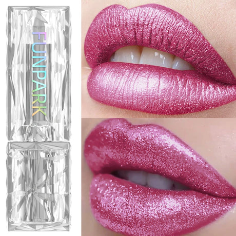 Metallic Glitter Lipstick 3 Color Waterproof Lip Balm Red Long Last Lip Tint Matte Lip Makeup Gifts Shiny Lip Gloss Cosmetic