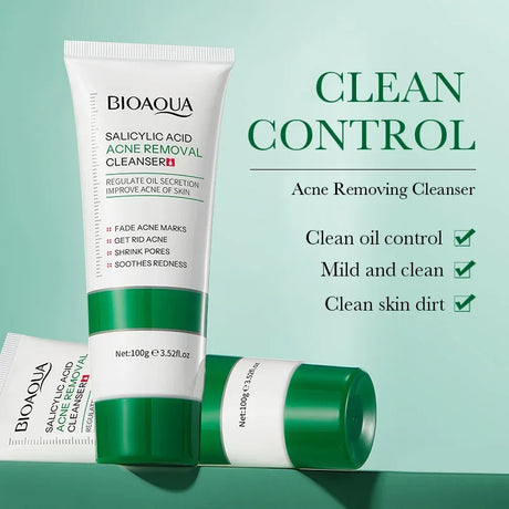 BIOAOUA Salicylic Acid Facial Cleanser Acne Treatment Moisturizing Oil Control Skincare Face Wash Foam Face Cleanser Skin Care