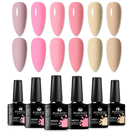 6pc All-Season Colors Gel Nail Polish Set UV LED Soak Off Nail Art Supplies Semi Permanent DIY Manicure Salon Nails Design