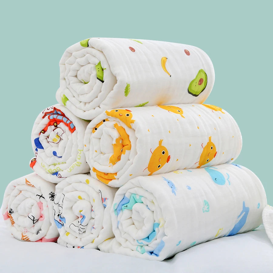 4-Layer Gauze Infant Washcloth Baby Bath Towel Newborn Bathrobe Cotton Swaddle Blanket for Boy Girl Children's Blanket