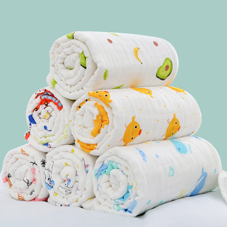 4-Layer Gauze Infant Washcloth Baby Bath Towel Newborn Bathrobe Cotton Swaddle Blanket for Boy Girl Children's Blanket