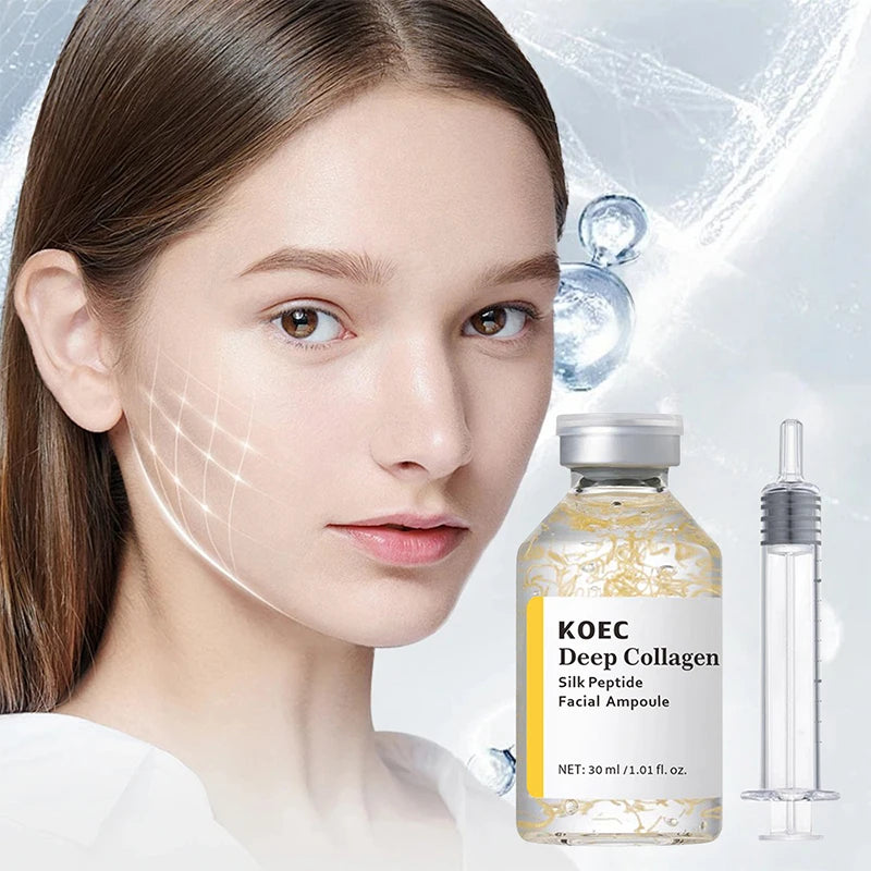 Super Hydrating Collagen Essence, Peptide Firming Ampoule Serum, Liquid Set Needle Type Korean Silk Collagen Moisturizing Serum