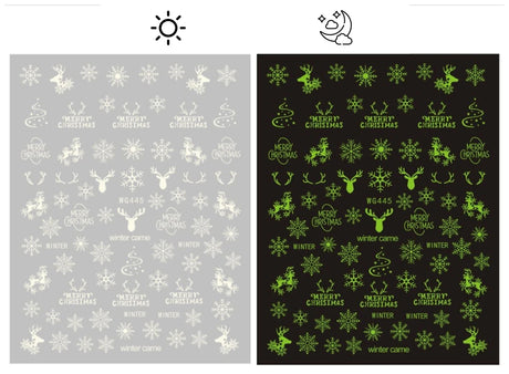 Sliver Bronzing 3D Christmas Nail Art Decoration Sticker Sparkly White Colorful Glitter Geometry Snowflake Winter Slider Foil