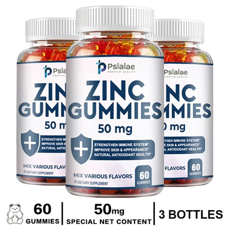 Zinc Gummies 50 Mg - It Helps Improve Cognitive Function, Improve Mood, Enhance Immune Defense, and Antioxidant Effects