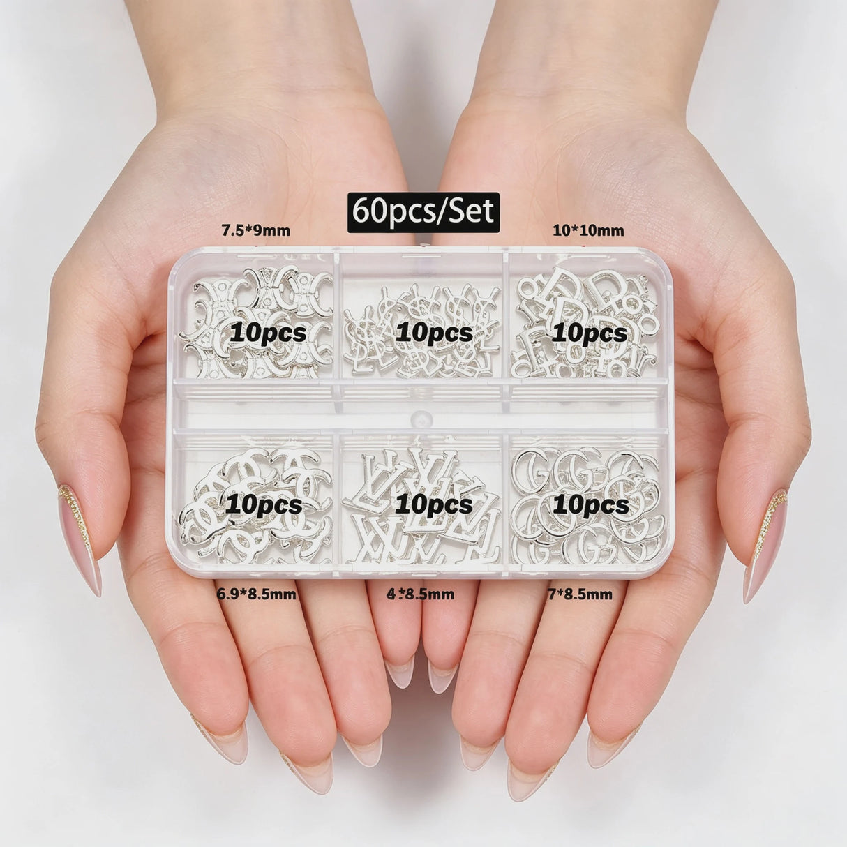 30/60pcs/Box 3D Luxury Metal Nail Art Decorations Alloy Shiny Rhinestones Pearl Gems Zircon Diamond Charms DIY Nail Accessories