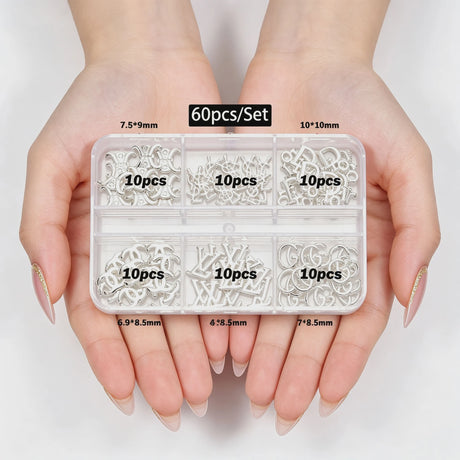 30/60pcs/Box 3D Luxury Metal Nail Art Decorations Alloy Shiny Rhinestones Pearl Gems Zircon Diamond Charms DIY Nail Accessories