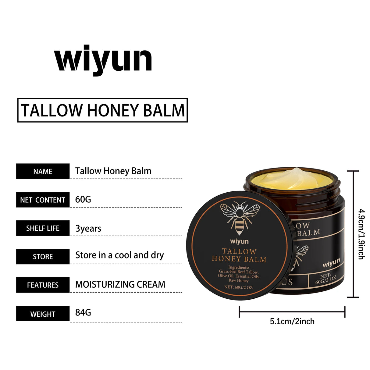 Organic Grass-fed Tallow Cream Relieves Dryness Calms Visible Redness Eczma Softens Rough Cracked Dewy Glow Barrier Repair Cream