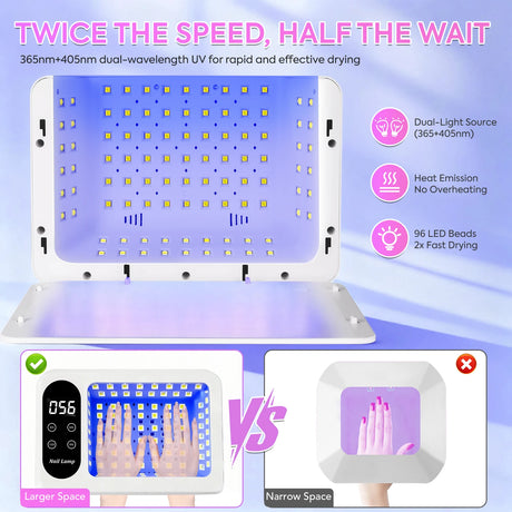 Professional 96 LED Nail Lamp Quick UV Gel Nail Polish Dryer With 4 Timer Sensor Lamp For Manicure Salon Tools