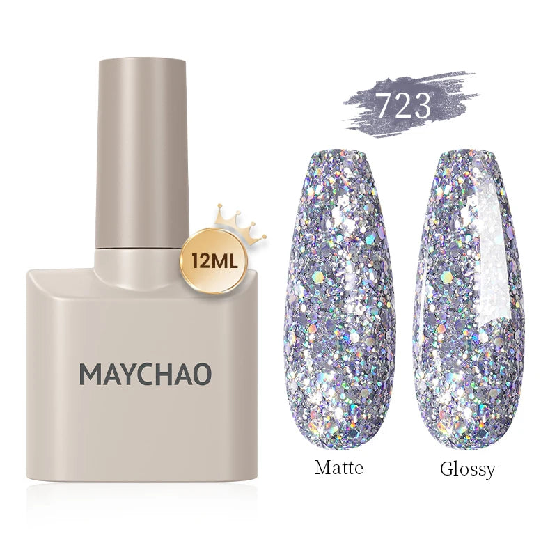 MAYCHAO Gel Nail Polish 12ML Full Coverage Base Top Coat Soak Off Gel Polish UV LED Gel Semi Permanent Varnishes Design Nail Art