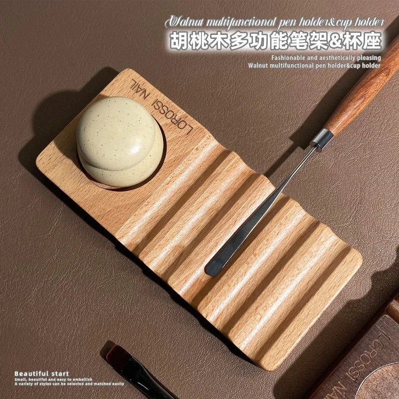 Nail Art Pen Holder Set Made of Natural Wood Multifunctional Color Palette Pen Washing Cup Storage Rack Pen Holder Nail Art Tool