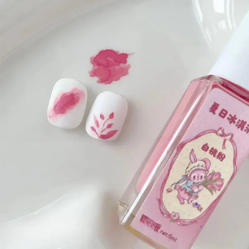 6ml Nail Art 6 Colors Summer Ice Cream Nail Dye Solution Creative Nail Pattern DIY Design Dye Solution Women Nail Decoration