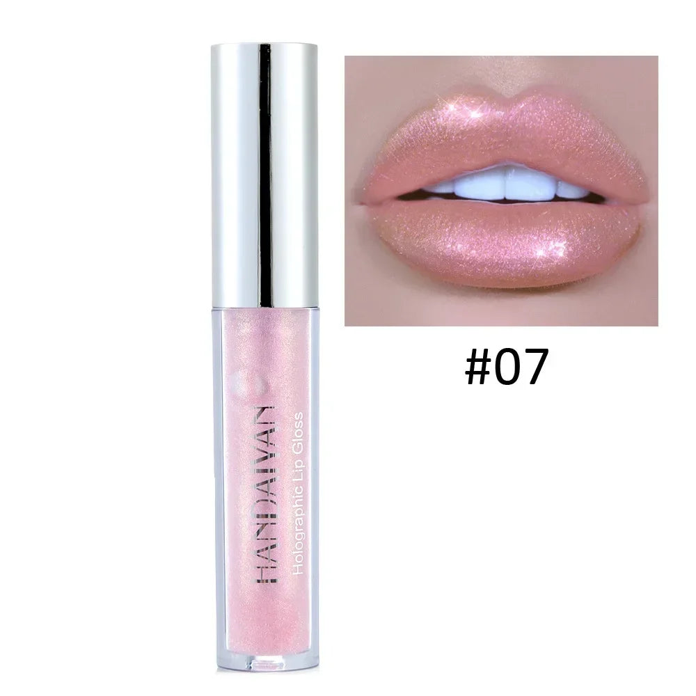 6 Colors Laser Holographic Lip Gloss Liquid Lipstick Mermaid Pigment Longlasting Glitter Lipgloss Waterproof Metallic Lip Makeup