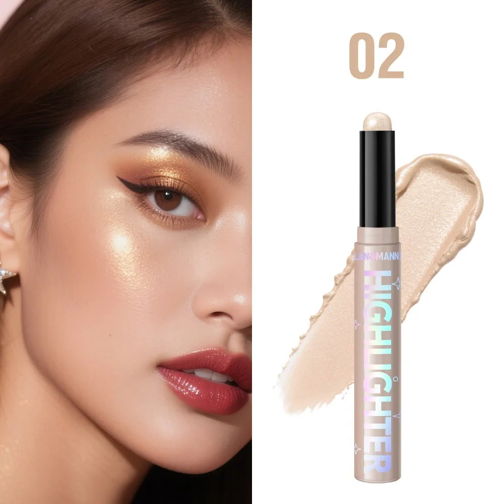 Face Pearl Diamond Highlighter Stick Contour Nose Shadow Lasting 3D Brightening Cheek Blusher Illuminator Repairing Makeup Pen