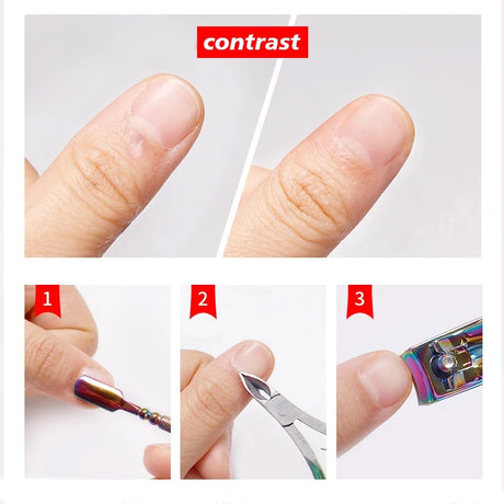 1/3/5/6Pcs Nail Professional Stainless Steel Nail Cutter Scissor Nippers Cuticle Pusher Remover Nail Care Manicure Tools Kits