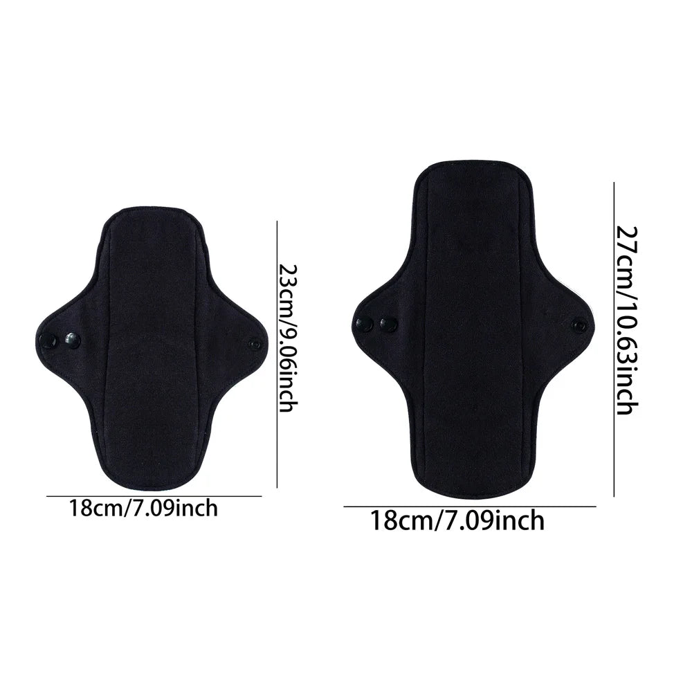3Pcs Black Pure Cotton Reusable Menstrual Pads Reusable Sanitary Waterproof Cloth Pads For Heavy Flow Large Sanitary Pads Set