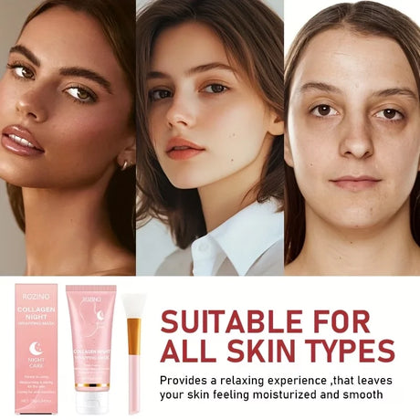 Collagen Overnight Wrapping Off Facial Mask Pack | with Hyaluronic Acid, Elasticity - Hydration Care, Sagging - Dullness - Hydrolyzed Collagen for Glowing Skin-Hydrating Face Mask - Deep Moisture for Dry Skin, Korean Skin Car