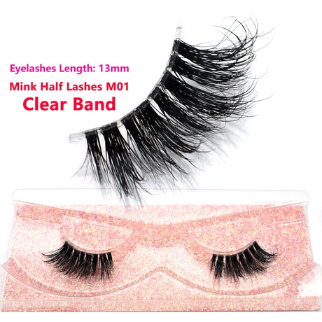 Half Lashes Short Mink Eyelashes Fluffy Soft False Eyelashes Wispy Cross Strip Eye Lashes Natural Mink Eyelash Extension Makeup