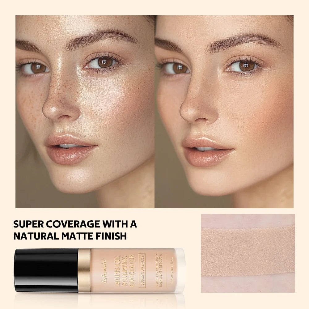 Super Coverage Concealer Multi-Use Cream Oil Free Highlight Covers Dark Circles Long-lasting Natural Matte Finish Long Wear Make