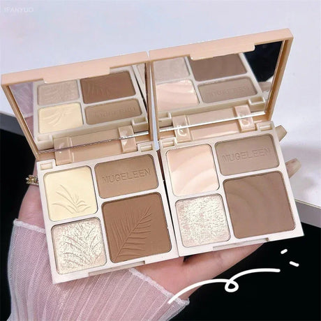 4 Color Facial Highlighter Makeup Palette Natural Matte Fine