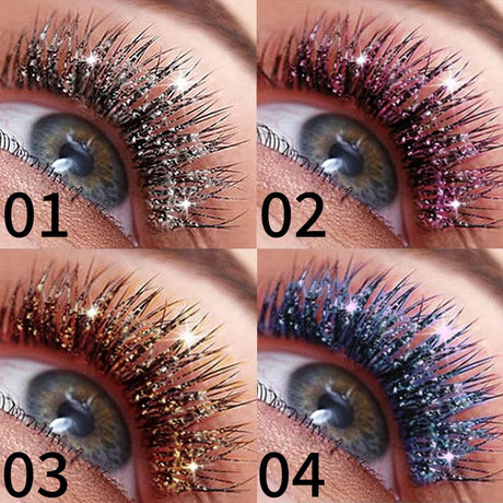 1pc Diamond Shine Waterproof Volume Curl Mascara Glitter Snow Effect,Smudge-proof Eye Makeup for All Skin Types Women Cosmetics