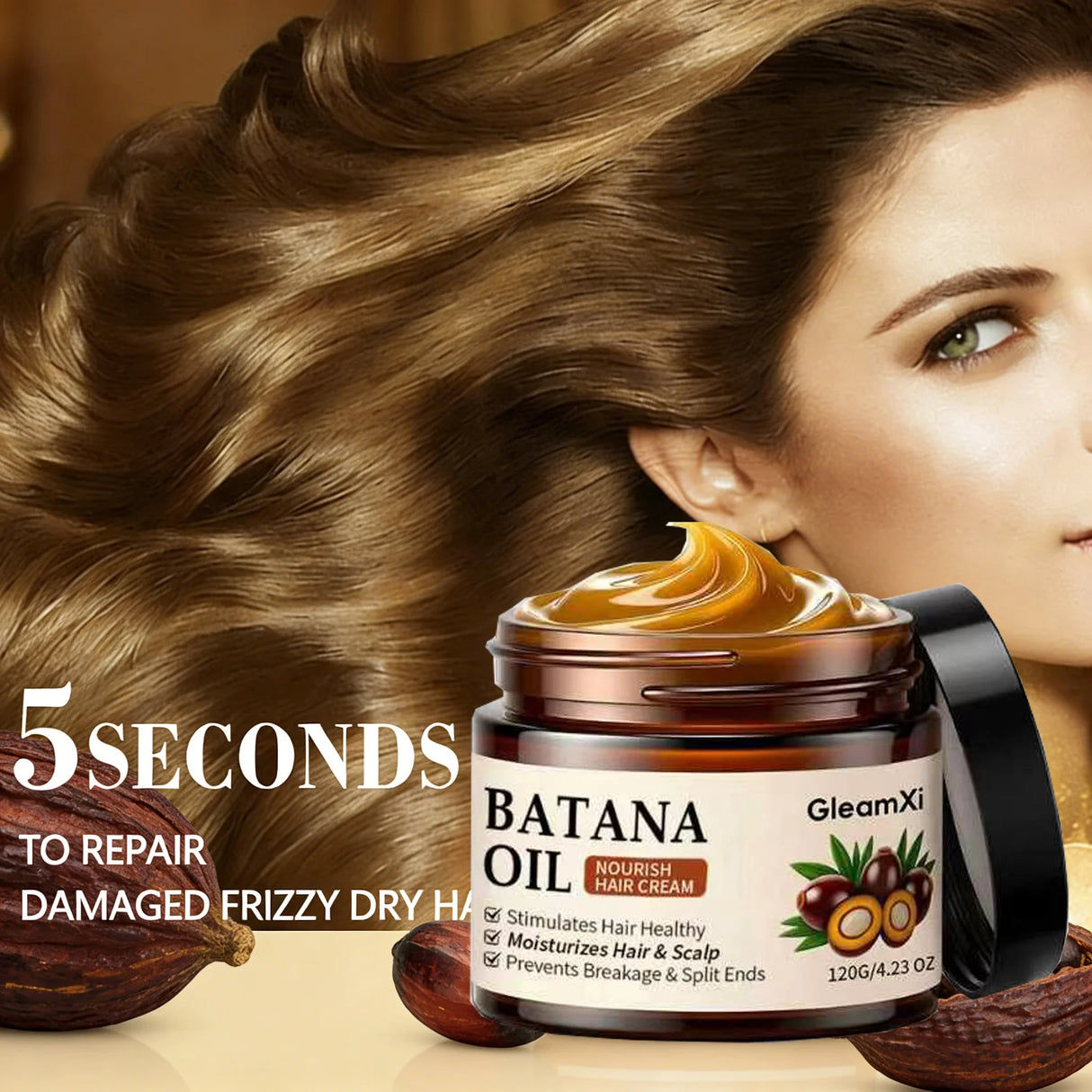 100% Pure Organic Hair Mask Batana Oil Hair Growth Oil Natural Treatment Nourish Reduce Hair Loss Anti-Breakage