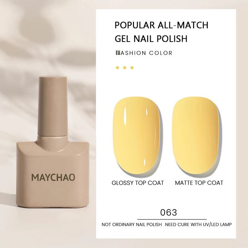 MAYCHAO Gel Nail Polish 12ML Full Coverage Base Top Coat Soak Off Gel Polish UV LED Gel Semi Permanent Varnishes Design Nail Art