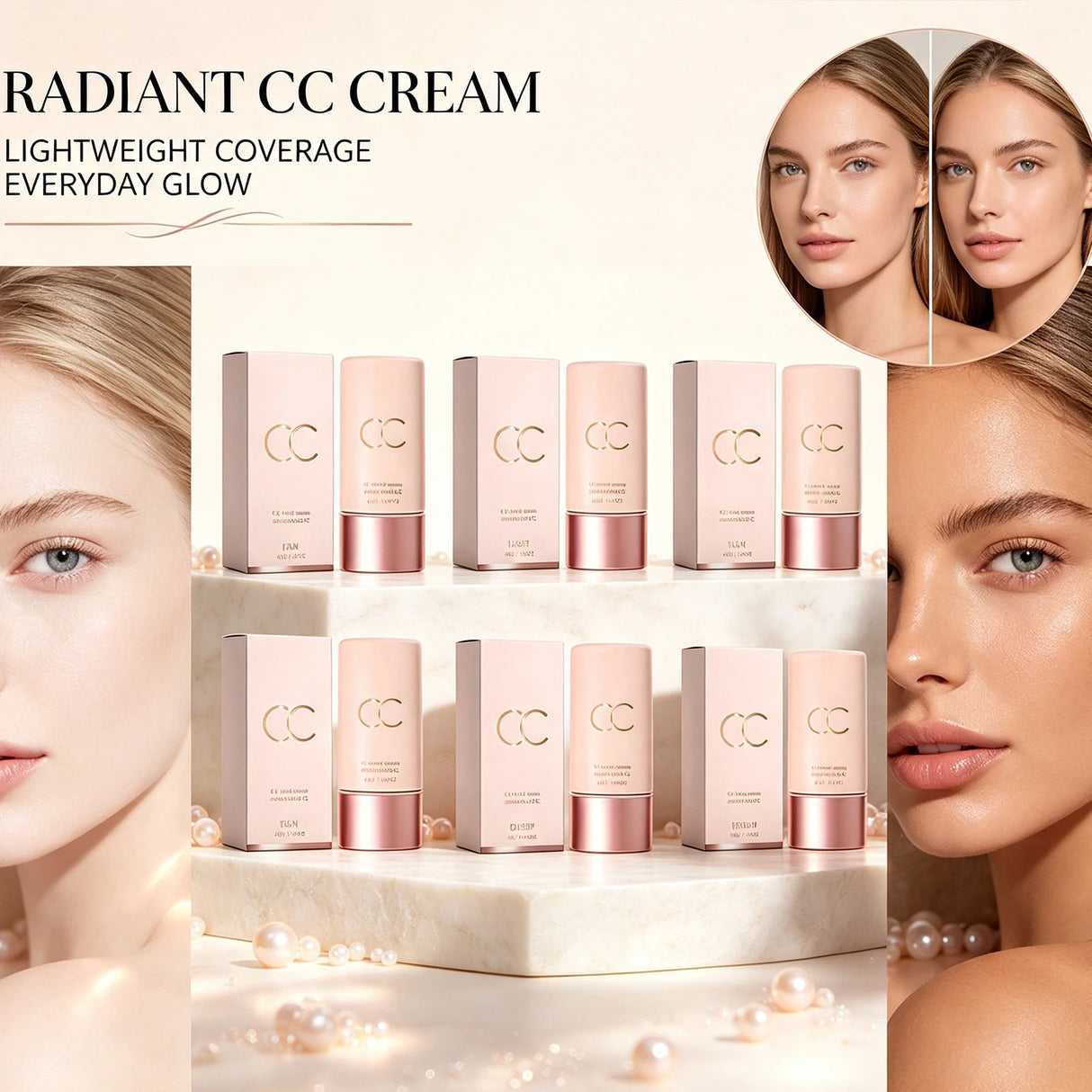 Multi Skin Type Cc Tinted Moisturizer One Step Hydrating Tone up Cream Hide Blemishes Natural Oxidation Resistant Smooth Base