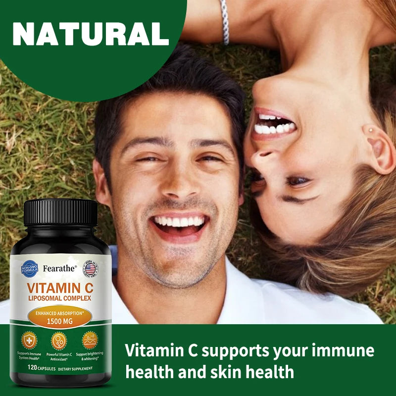 Liposomal Vitamin C Capsules - Powerful Antioxidant, Promotes Collagen Production, Skin Glow, Supports Heart, Immune Health