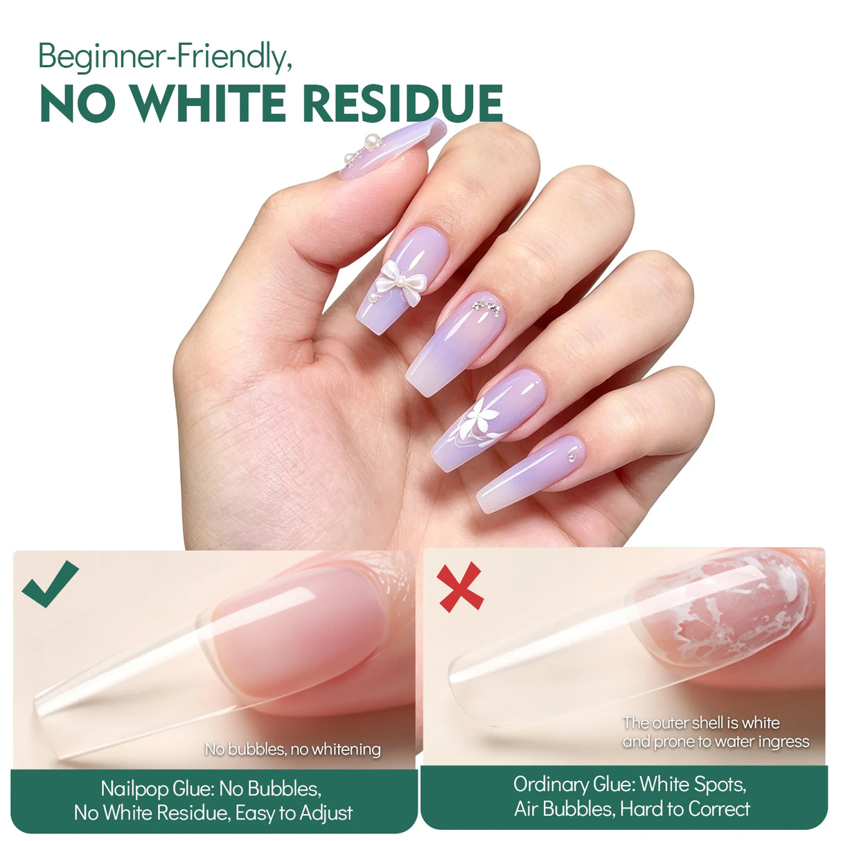 Nailpop SafeDry Eco Quick Dry Nail Glue 6/7ML Strong Hold Low Odor Clear False Nail Tips Adhesive Professional DIY Home 1/2pc