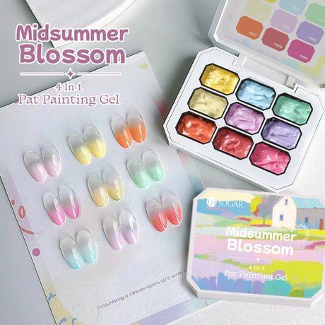 UR SUGAR 9 Colors Gradient Painting Gel Nail Art Gradient Color DIY Design Gel 4 In 1 Used For Gradient Nail Stamping Pattern