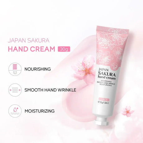 LAIKOU Sakura Hand Cream Deep Moisturizing & Restoring Hand Lotion for Dry Skin,Non-Greasy, Fast Absorbing Hand Care Cream