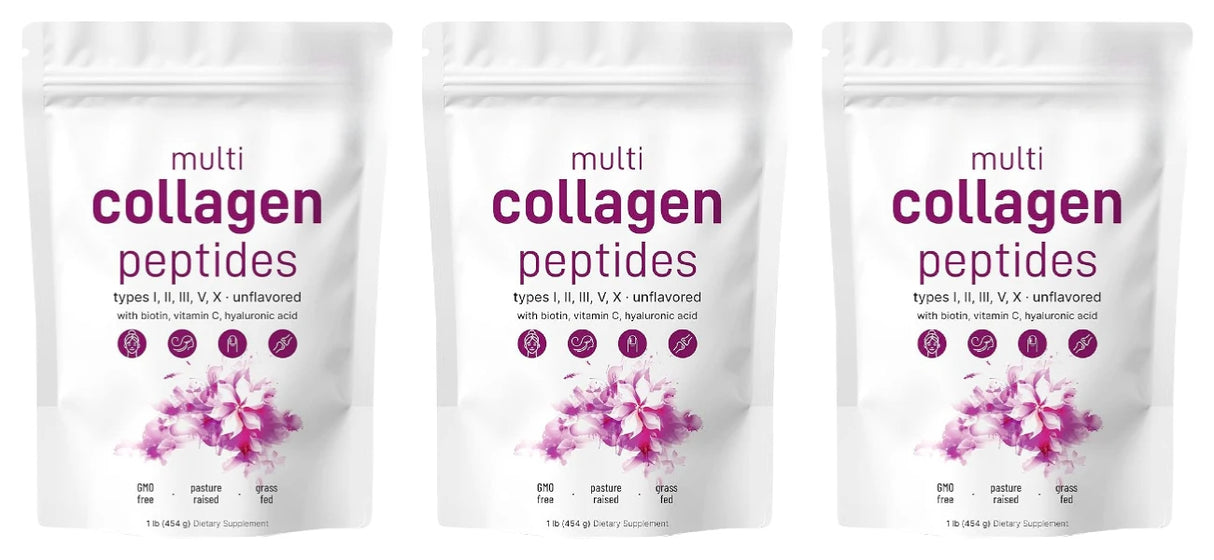 Multi-Collagen Peptides Powder – Hydrolyzed Collagen Blend with Vitamin C & Biotin Supports Skin,Hair and Nail Health 454g/1lb