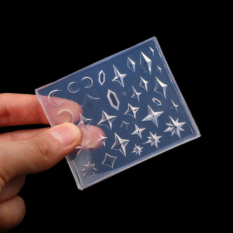 1pc Silicone Nail Art Molds Rhombus Diamond Pentagram Design Carving Template Nail Accessories For Women DIY Manicure Supplies