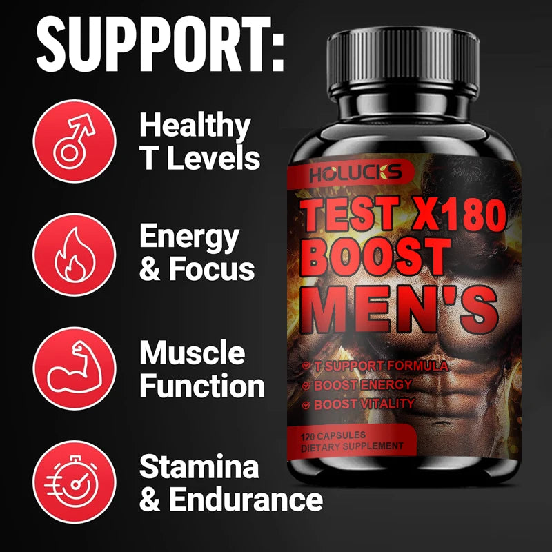 Natural Male Test Booster Capsules, Supports Healthy T Levels, Vitality, Stamina, Muscle Strength & Sustained Daily Energy