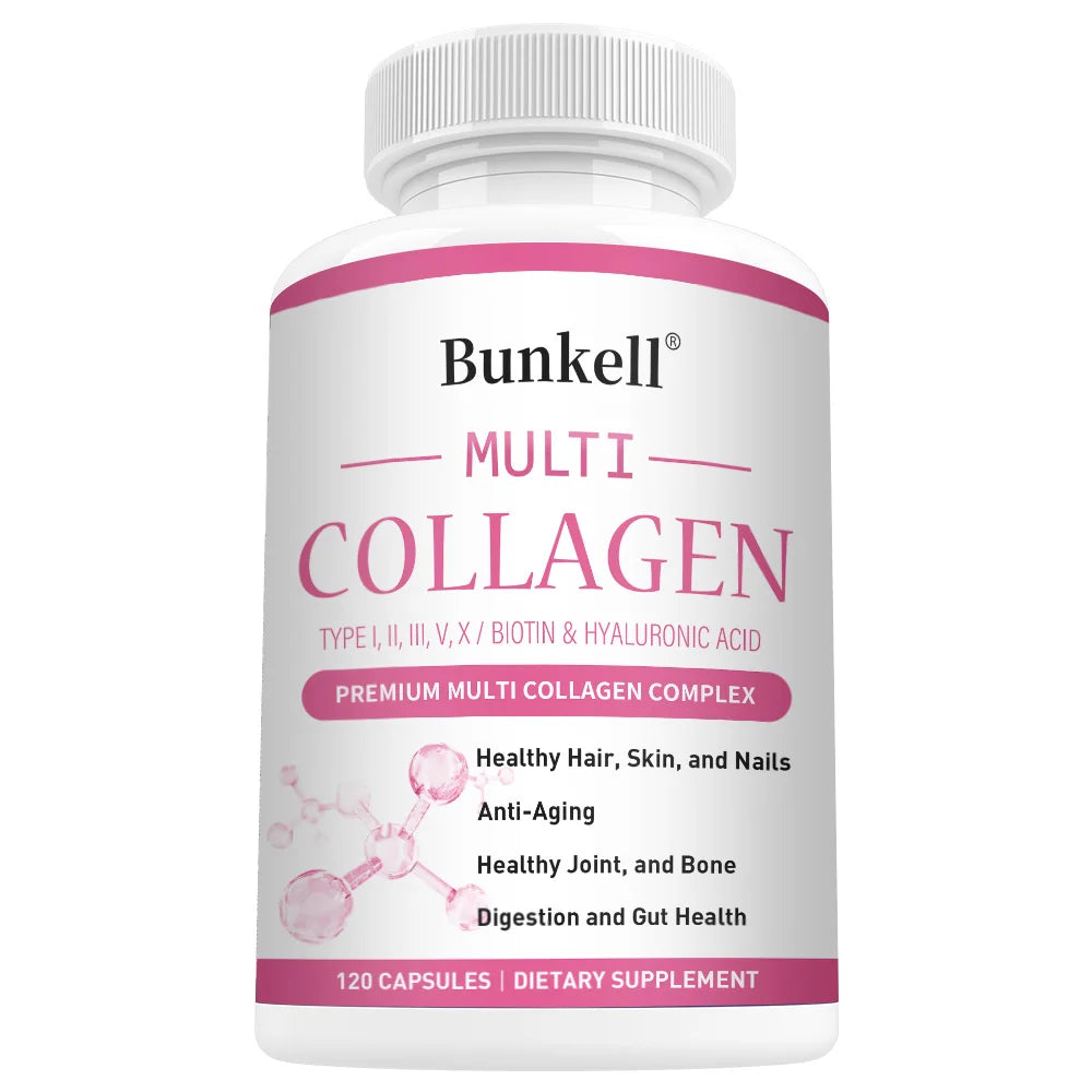 Multi Collagen Complex Capsules - with Hyaluronic Acid, Biotin - Protect Bones and Joints,Promotes Skin Health