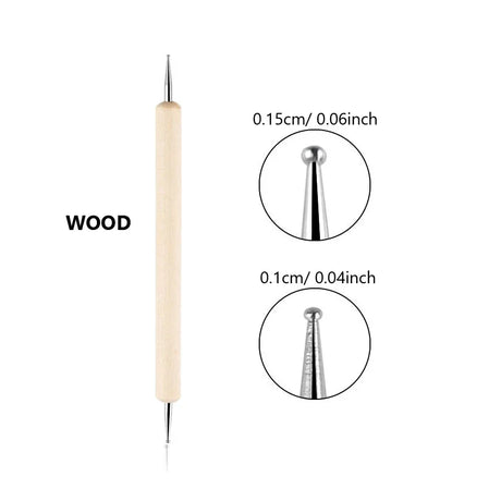 Professional Dual-Use Nail Art Dotting Pen Manicure Tool for Creative Design - Swirl Wood Marbleizing Steel Rhinestones