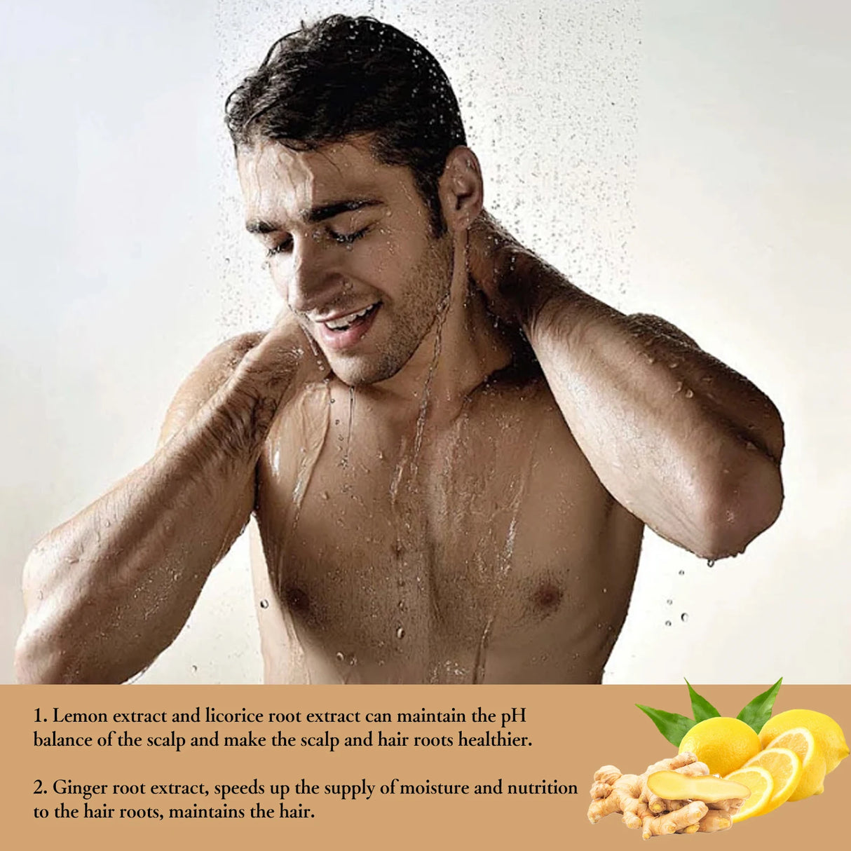 Men Shampoo Scalp Care Shampoo Deep Cleansing Ginger Licorice Volumizing Daily Hair Wash Improve Volume Thinning Hair 100ml