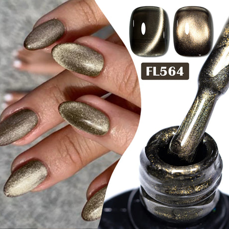 Four Lily 7ml Golden Magnetic Nail Gel Polish Glitter Champagne Gold Nail Art Decorations UV/LED Vernis Gel for Nails Manicure