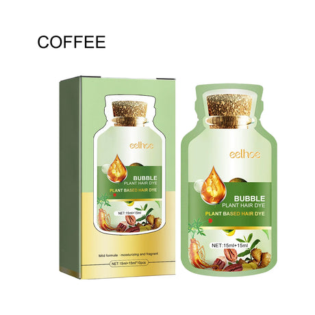 EELHOE Natural Plant Hair Dye Care Coloring Hair Long Lasting Convenient Protection Bubble Plant Hair Dye Shampoo Foam 10Pcs/Box