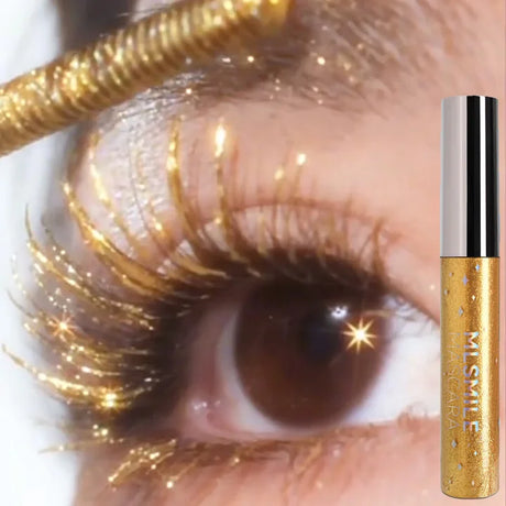 MLSMILE Shiny Pearlescent Colorful Mascara Waterproof Sweat Proof Quick Dry Lasting Matte Blue Mascara Glitter Gold Eyelashes