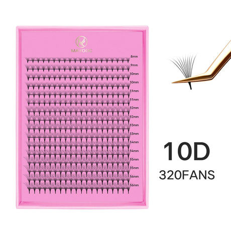 MAYOOC 320 Fans Premade Volume Fans Pointy Base Medium Stem Sharp Thin PreMade Russian Volume Fan Eyelash Extensions Custom Logo